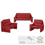 Bankenset Longford (3-zitsbank, 2-zitsbank en fauteuil) - rood echt leer