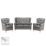 Bankstellen Luro 2-, 1- & 1-zits (2-zitsbank, fauteuil, fauteuil) - structuurstof - Geweven stof Inas: Platinakleurig