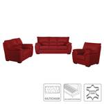 Bankenset Luzzi (3-zitsbank, 2-zitsbank en fauteuil) - rood echt leer