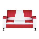 Set di divani imbottiti Nixa modulo a 3, 2 e 1 sedute - Similpelle Rosso/Bianco