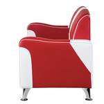 Set di divani imbottiti Nixa modulo a 3, 2 e 1 sedute - Similpelle Rosso/Bianco