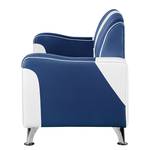 Bankstellen Torquay (3-zitsbank, 2-zitsbank en fauteuil) - wit kunstleer/donkerblauw