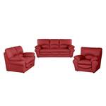 Meubelset Torsby (3-zitsbank, 2-zitsbank en fauteuil) - rood echt leer