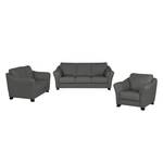 Bankenset Toucy (3-zitsbank, 2-zitsbank en fauteuil) - antracietkleurig leer