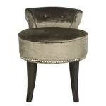 Tabouret capitonné Georgia Bouleau massif / Tissu velours Gris