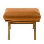 Pouf repose-pieds Hepburn I Cuir véritable - Cuir véritable Neka : Cognac - Chêne foncé