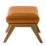 Hocker HEPBURN mit Holzfüßen Echtleder - Echtleder Neka: Cognac - Eiche Dunkel