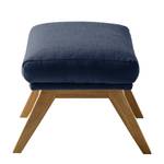 Hocker HEPBURN met houten pootjes geweven stof - Geweven stof Milan: Lichtblauw - Donkere eikenhout