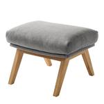 Hocker HEPBURN met houten pootjes geweven stof - Geweven stof Milan: Lichtgrijs - Donkere eikenhout