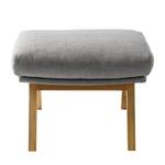 Hocker HEPBURN met houten pootjes geweven stof - Geweven stof Milan: Lichtgrijs - Donkere eikenhout