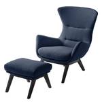 Fauteuil Hepburn I Tissu - Noir - Tissu Milan Bleu foncé - Tissu Milan : Bleu foncé - Noir