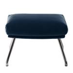 Gestoffeerde hocker Hepburn II fluweel - Velours Shyla: Donkerblauw - Chroomkleurig glanzend