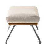 Polsterhocker Hepburn II geweven stof/echt leer - Beige/Cognackleurig - Chroomkleurig mat