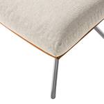 Polsterhocker Hepburn II geweven stof/echt leer - Beige/Cognackleurig - Chroomkleurig mat