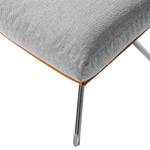 Pouf repose-pieds Hepburn II Tissu / Cuir véritable - Gris clair / Cognac - Chrome brillant