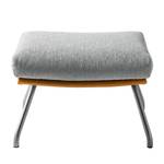 Pouf repose-pieds Hepburn II Tissu / Cuir véritable - Chrome mat - Gris clair / Cognac - Gris clair / Cognac - Chrome mat