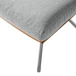 Pouf repose-pieds Hepburn II Tissu / Cuir véritable - Chrome mat - Gris clair / Cognac - Gris clair / Cognac - Chrome mat