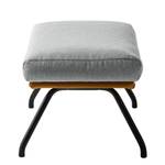 Pouf repose-pieds Hepburn II Tissu / Cuir véritable - Noir - Gris clair / Cognac - Gris clair / Cognac - Noir