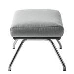 Pouf repose-pieds Hepburn II Tissu / Cuir véritable - Gris clair / Gris - Chrome brillant