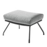 Pouf repose-pieds Hepburn II Tissu / Cuir véritable - Chrome mat - Gris clair / Gris - Gris clair / Gris - Chrome mat