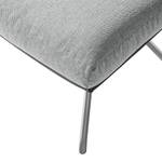 Pouf repose-pieds Hepburn II Tissu / Cuir véritable - Chrome mat - Gris clair / Gris - Gris clair / Gris - Chrome mat