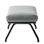 Pouf repose-pieds Hepburn II Tissu / Cuir véritable - Noir - Gris clair / Gris - Gris clair / Gris - Noir