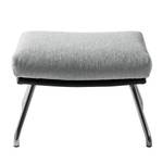 Pouf repose-pieds Hepburn II Tissu / Cuir véritable - Chrome - Gris clair / Noir - Gris clair / Noir - Chrome brillant