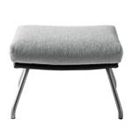 Pouf repose-pieds Hepburn II Tissu / Cuir véritable - Gris clair / Noir - Chrome mat