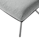 Pouf repose-pieds Hepburn II Tissu / Cuir véritable - Chrome mat - Gris clair / Noir - Gris clair / Noir - Chrome mat