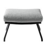 Pouf repose-pieds Hepburn II Tissu / Cuir véritable - Noir - Gris clair / Noir - Gris clair / Noir - Noir