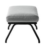 Pouf repose-pieds Hepburn II Tissu / Cuir véritable - Gris clair / Noir - Noir