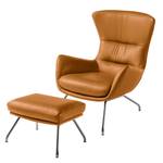 Sessel Hepburn II Echtleder - Echtleder Neka: Cognac - Chrom glänzend