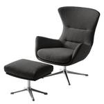 Fauteuil HEPBURN met kruisvoet geweven stof - Geweven stof Milan: Antraciet - Chroomkleurig glanzend