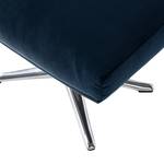 Hocker HEPBURN met kruisvoet fluweel - Velours Shyla: Donkerblauw - Chroomkleurig glanzend