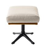 Hocker HEPBURN met kruisvoet geweven stof/echt leer - Stof Saia / Leer Neka: Beige / Cognackleurig - Zwart