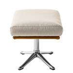 Hocker HEPBURN met kruisvoet geweven stof/echt leer - Stof Saia / Leer Neka: Beige / Cognackleurig - Chroomkleurig glanzend