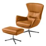 Fauteuil Hepburn III Cuir véritable - Aluminium - Cuir véritable Neka Cognac - Cuir véritable Neka : Cognac - Chrome brillant