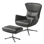 Fauteuil Hepburn III Cuir véritable - Cuir véritable Neka : Gris - Chrome brillant