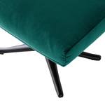 Hocker HEPBURN met kruisvoet fluweel - Velours Shyla: Petrolblauw - Zwart