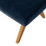 Gestoffeerde hocker Hepburn I fluweel - Velours Shyla: Donkerblauw - Donkere eikenhout