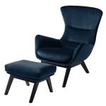 Fauteuil Hepburn I Velours - Noir - Tissu Shyla Bleu foncé - Velours Shyla: Bleu foncé - Noir