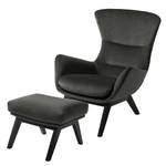 Fauteuil Hepburn I Velours - Velours Shyla: Vert de gris - Noir