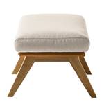 Pouf repose-pieds Hepburn I Tissu / Cuir véritable - Tissu Saia / Cuir Neka: Beige / Cognac - Chêne foncé