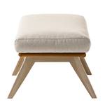 Polsterhocker Hepburn I geweven stof/echt leer - Beige/Cognackleurig - Lichte eikenhouten