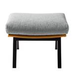 Hocker HEPBURN mit Holzfüßen Webstoff / Echtleder - Schwarz