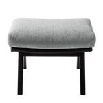 Pouf repose-pieds Hepburn I Tissu / Cuir véritable - Noir - Gris clair / Noir - Tissu Saia / Cuir Neka: Gris clair / Noir  - Noir