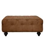 Pouf repose-pieds Kisaura Aspect cuir vieilli - Cognac