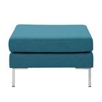 Gestoffeerde hocker Portobello geweven stof - Stof Ramira: Turquoise - Hoekig