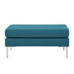 Gestoffeerde hocker Portobello geweven stof - Stof Ramira: Turquoise - Hoekig