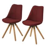 Chaises capitonnées Aledas II Tissu / Caoutchouc massif - Tissu Cors: Rouge foncé - Lot de 2